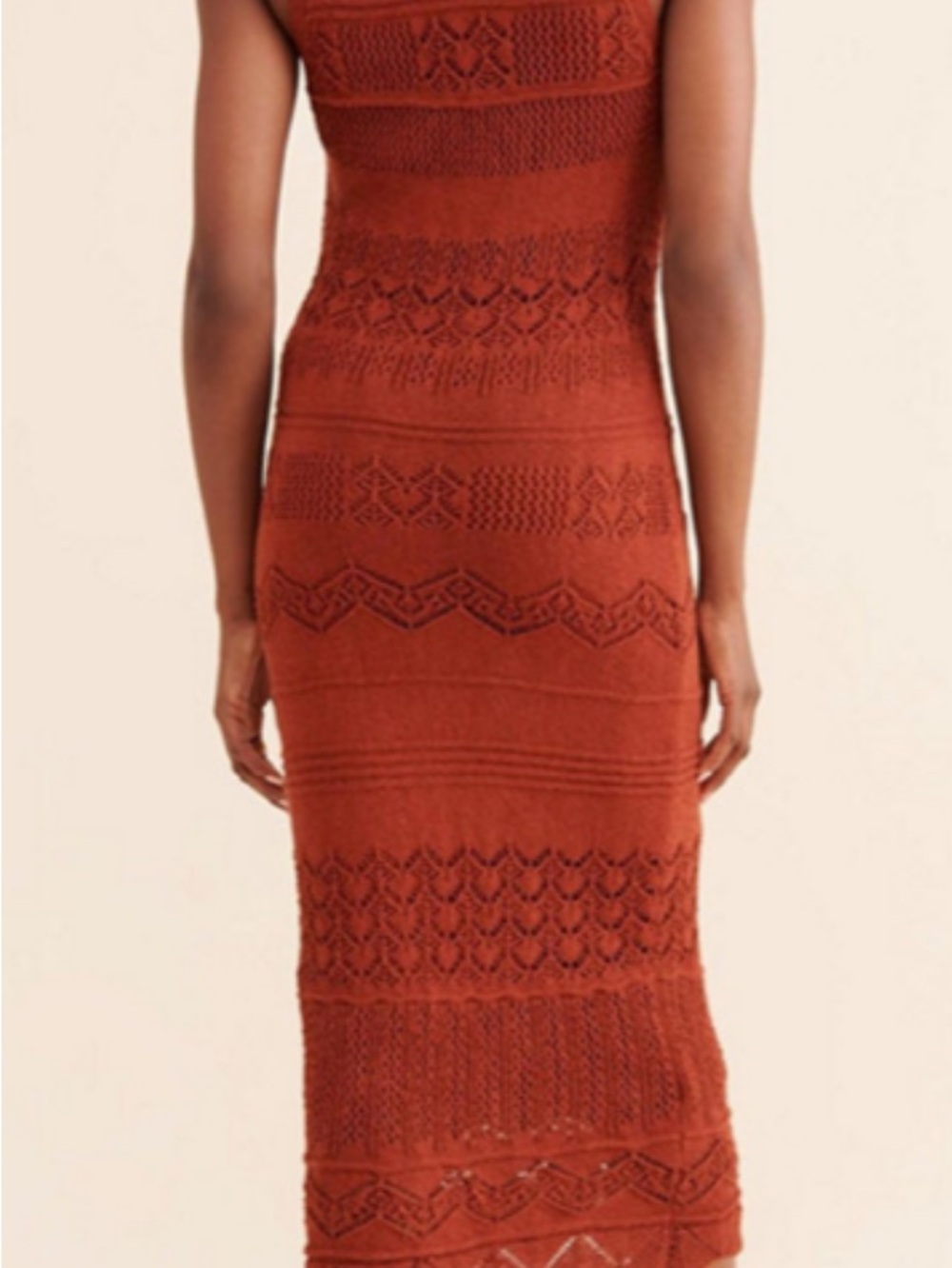 Anthropologie Crochet Knit Maxi Dress in Rust NWOT XL - Picture 4 of 9